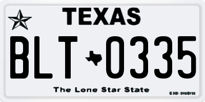 TX license plate BLT0335