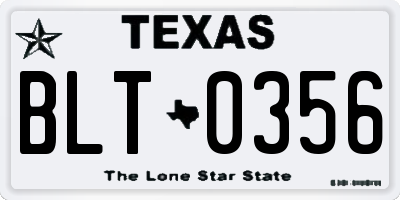 TX license plate BLT0356