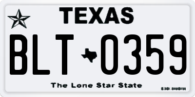 TX license plate BLT0359