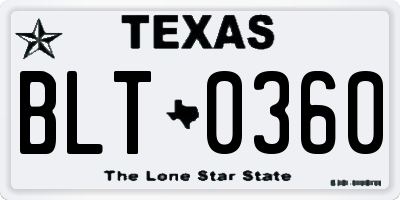 TX license plate BLT0360