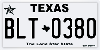 TX license plate BLT0380