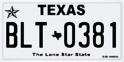 TX license plate BLT0381