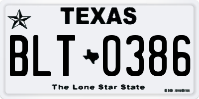 TX license plate BLT0386