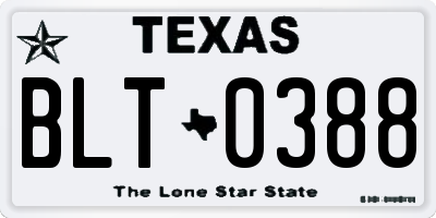 TX license plate BLT0388