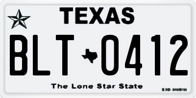 TX license plate BLT0412