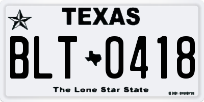 TX license plate BLT0418