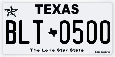 TX license plate BLT0500