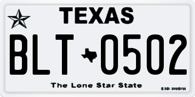 TX license plate BLT0502