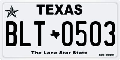 TX license plate BLT0503