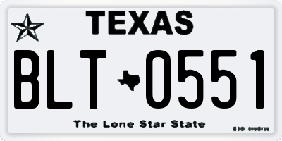 TX license plate BLT0551