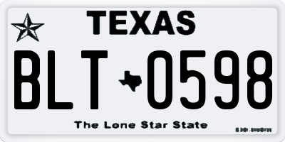 TX license plate BLT0598