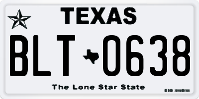 TX license plate BLT0638