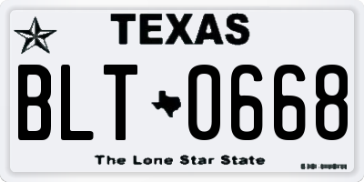 TX license plate BLT0668