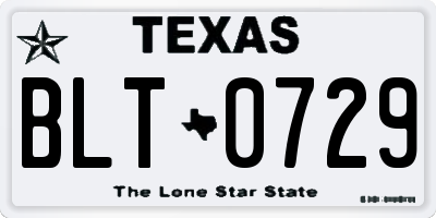 TX license plate BLT0729
