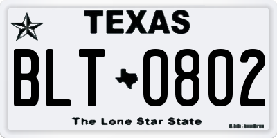TX license plate BLT0802