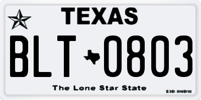 TX license plate BLT0803