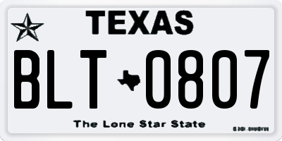 TX license plate BLT0807