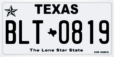TX license plate BLT0819
