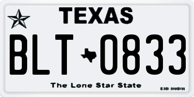 TX license plate BLT0833