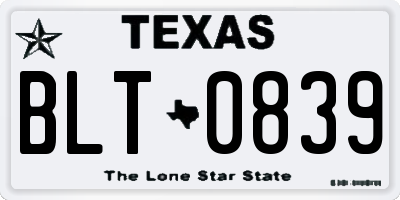 TX license plate BLT0839