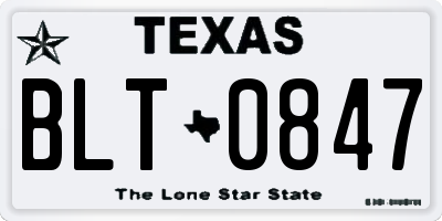 TX license plate BLT0847