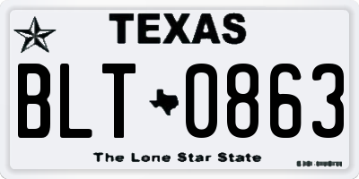 TX license plate BLT0863