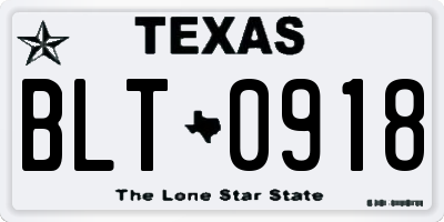 TX license plate BLT0918