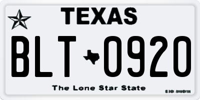 TX license plate BLT0920