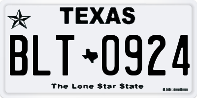 TX license plate BLT0924
