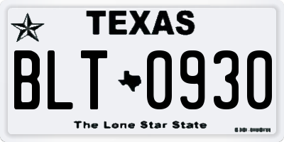TX license plate BLT0930