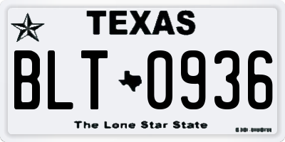 TX license plate BLT0936