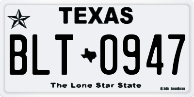 TX license plate BLT0947