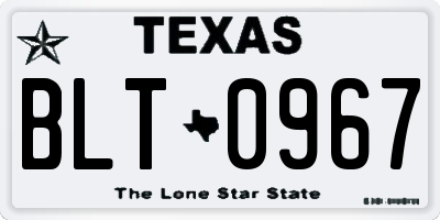 TX license plate BLT0967