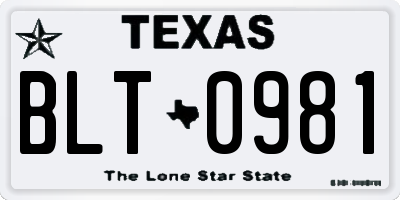 TX license plate BLT0981