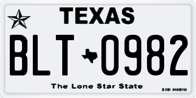 TX license plate BLT0982