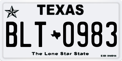 TX license plate BLT0983