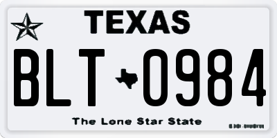 TX license plate BLT0984