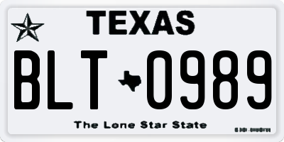 TX license plate BLT0989