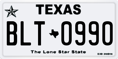 TX license plate BLT0990