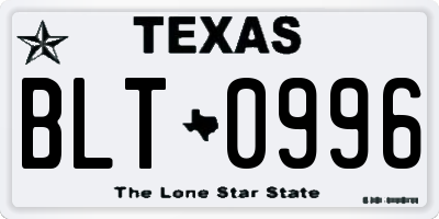 TX license plate BLT0996