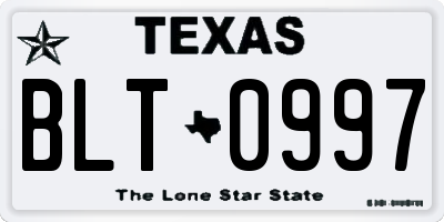 TX license plate BLT0997