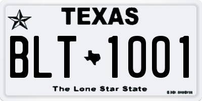 TX license plate BLT1001