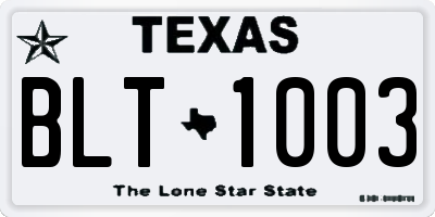 TX license plate BLT1003