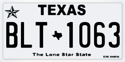 TX license plate BLT1063