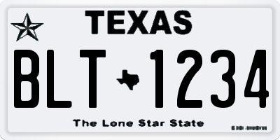 TX license plate BLT1234