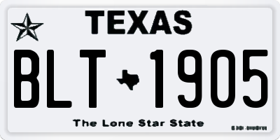 TX license plate BLT1905