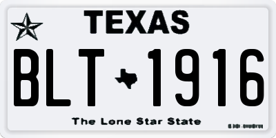 TX license plate BLT1916