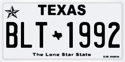 TX license plate BLT1992