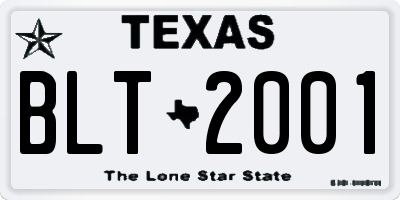 TX license plate BLT2001