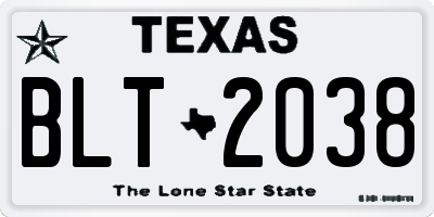 TX license plate BLT2038